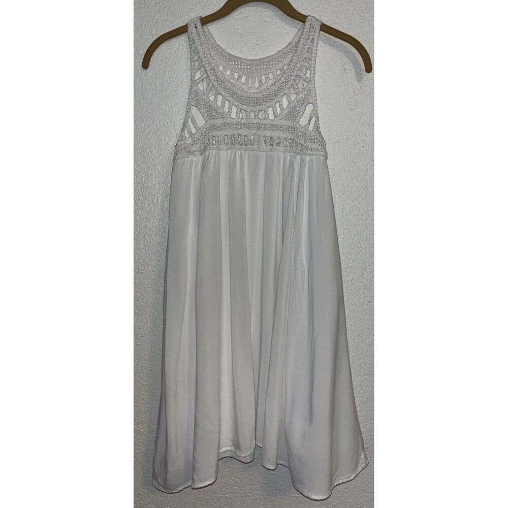 Purple Snow Crochet Tank Dress Woman Sz Small Cream Ivory Boho